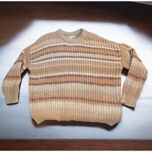 American Eagle Outfitters Mens Striped Sweater M Medium Brown Beige Grandpa Gorp